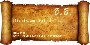 Bierbaum Belián névjegykártya